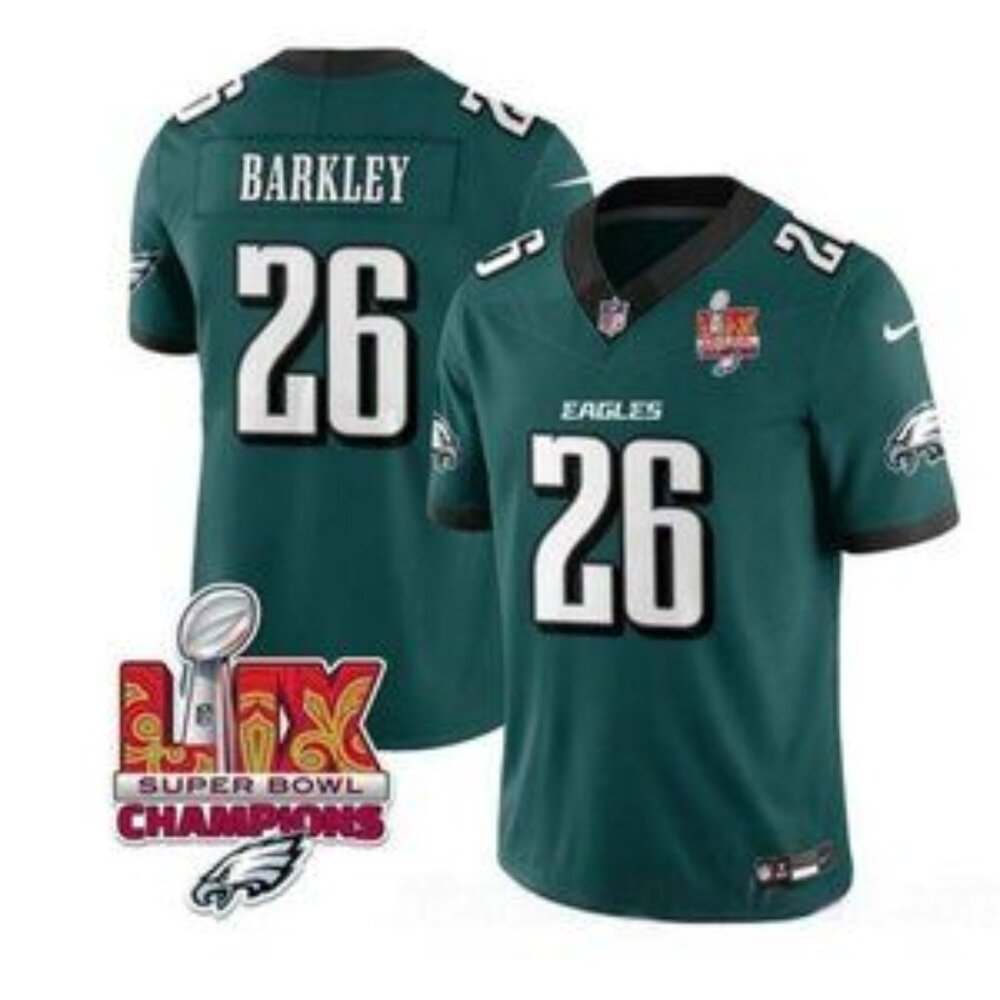 Saquon Barkley Green Super Bowl LIX CH Jersey Stitched